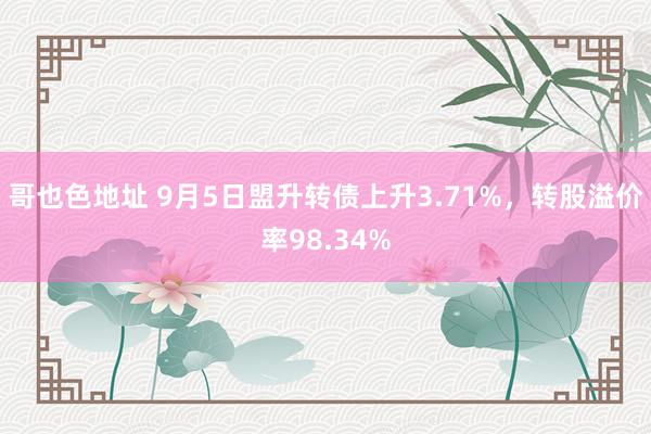 哥也色地址 9月5日盟升转债上升3.71%，转股溢价率98.34%