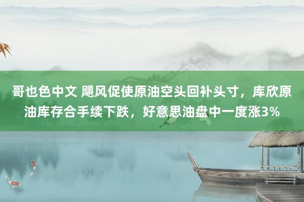 哥也色中文 飓风促使原油空头回补头寸，库欣原油库存合手续下跌，好意思油盘中一度涨3%