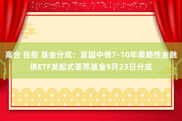 高合 自慰 基金分成：富国中债7-10年策略性金融债ETF发起式荟萃基金9月23日分成