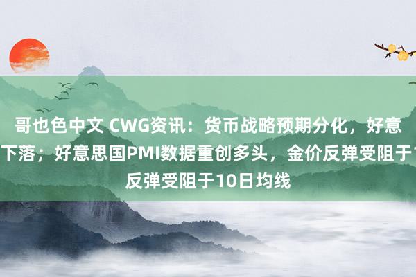 哥也色中文 CWG资讯：货币战略预期分化，好意思元周三下落；好意思国PMI数据重创多头，金价反弹受阻于10日均线