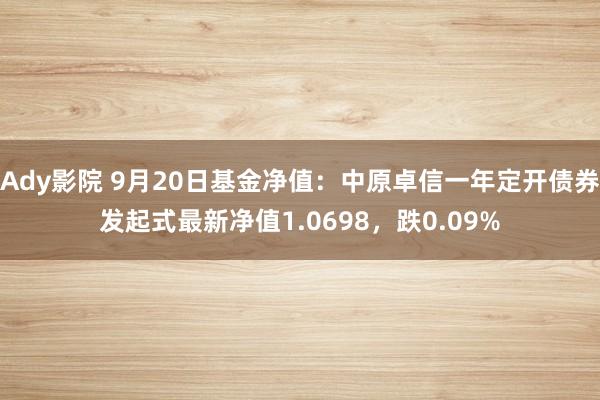 Ady影院 9月20日基金净值：中原卓信一年定开债券发起式最新净值1.0698，跌0.09%