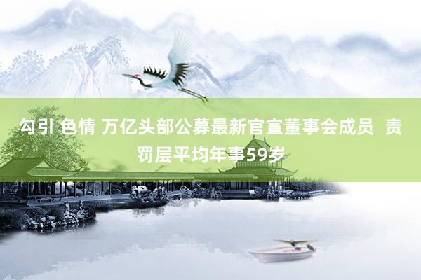 勾引 色情 万亿头部公募最新官宣董事会成员  责罚层平均年事59岁