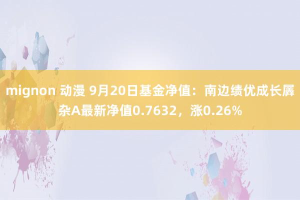 mignon 动漫 9月20日基金净值：南边绩优成长羼杂A最新净值0.7632，涨0.26%