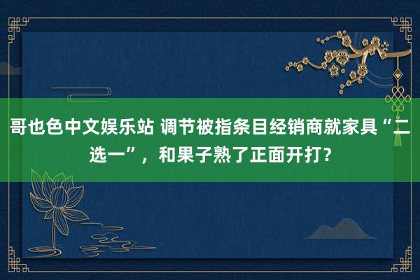 哥也色中文娱乐站 调节被指条目经销商就家具“二选一”，和果子熟了正面开打？