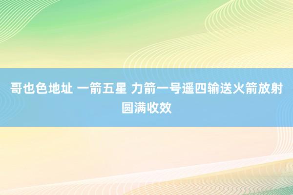 哥也色地址 一箭五星 力箭一号遥四输送火箭放射圆满收效