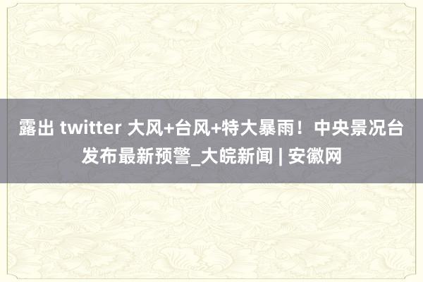 露出 twitter 大风+台风+特大暴雨！中央景况台发布最新预警_大皖新闻 | 安徽网