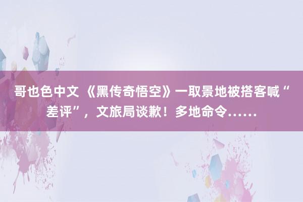 哥也色中文 《黑传奇悟空》一取景地被搭客喊“差评”，文旅局谈歉！多地命令……