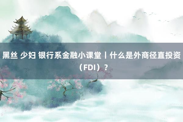 黑丝 少妇 银行系金融小课堂丨什么是外商径直投资（FDI）？