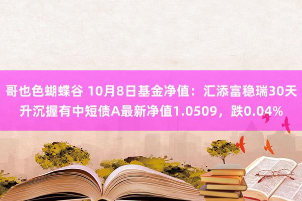 哥也色蝴蝶谷 10月8日基金净值：汇添富稳瑞30天升沉握有中短债A最新净值1.0509，跌0.04%