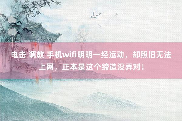 电击 调教 手机wifi明明一经运动，却照旧无法上网，正本是这个缔造没弄对！