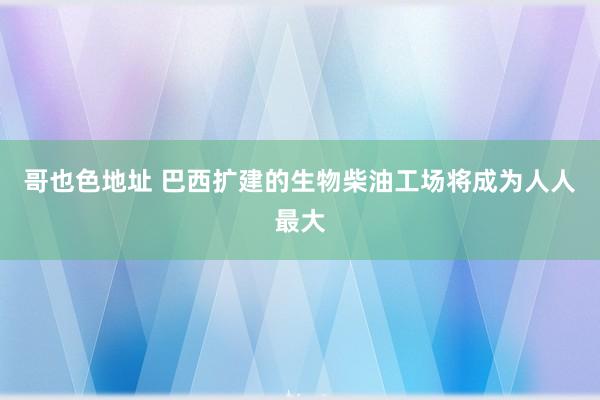 哥也色地址 巴西扩建的生物柴油工场将成为人人最大