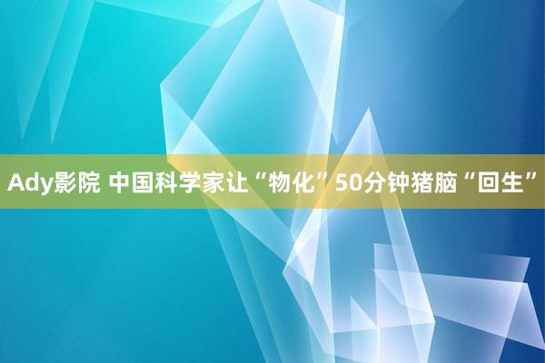 Ady影院 中国科学家让“物化”50分钟猪脑“回生”