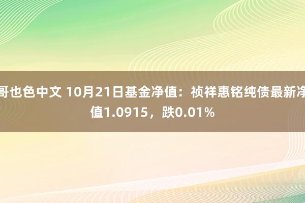 哥也色中文 10月21日基金净值：祯祥惠铭纯债最新净值1.0915，跌0.01%