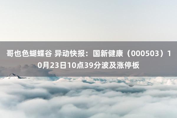 哥也色蝴蝶谷 异动快报：国新健康（000503）10月23日10点39分波及涨停板