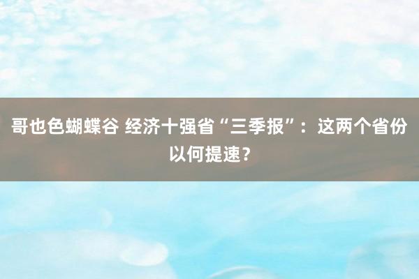 哥也色蝴蝶谷 经济十强省“三季报”：这两个省份以何提速？