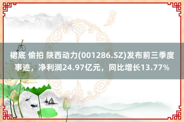 裙底 偷拍 陕西动力(001286.SZ)发布前三季度事迹，净利润24.97亿元，同比增长13.77%