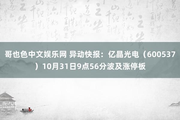 哥也色中文娱乐网 异动快报：亿晶光电（600537）10月31日9点56分波及涨停板