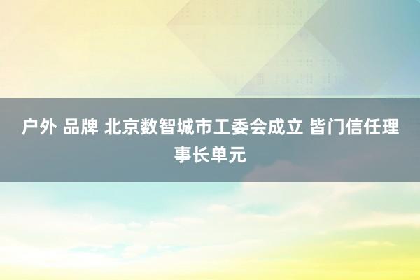 户外 品牌 北京数智城市工委会成立 皆门信任理事长单元