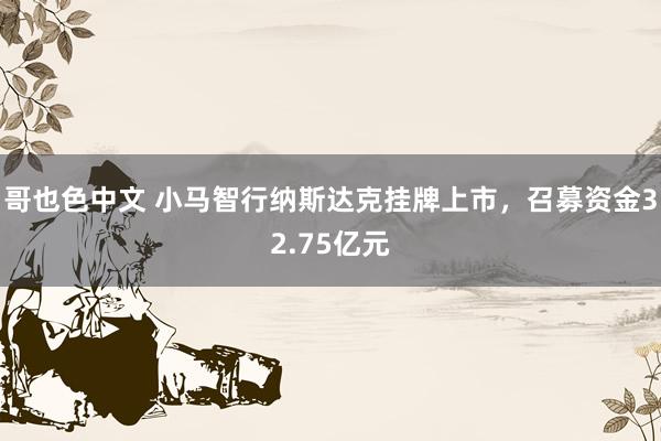 哥也色中文 小马智行纳斯达克挂牌上市，召募资金32.75亿元