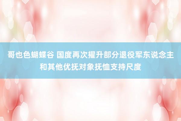 哥也色蝴蝶谷 国度再次擢升部分退役军东说念主和其他优抚对象抚恤支持尺度