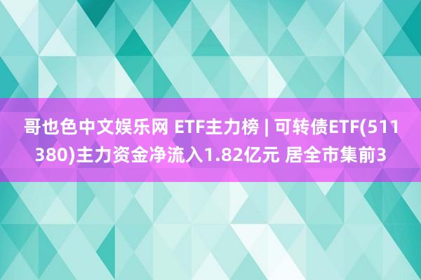 哥也色中文娱乐网 ETF主力榜 | 可转债ETF(511380)主力资金净流入1.82亿元 居全市集前3