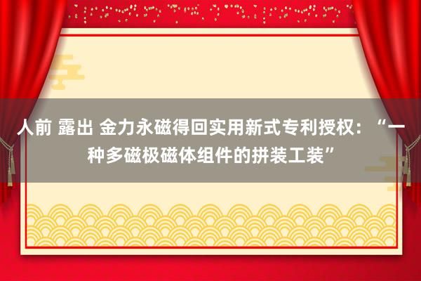 人前 露出 金力永磁得回实用新式专利授权：“一种多磁极磁体组件的拼装工装”