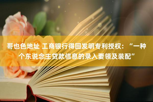 哥也色地址 工商银行得回发明专利授权：“一种个东说念主贷款信息的录入要领及装配”