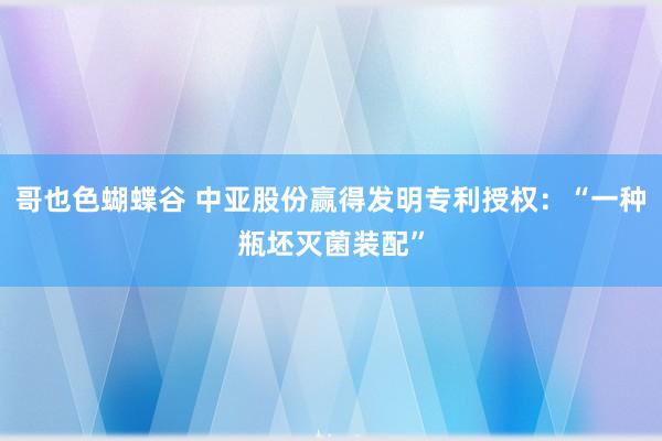 哥也色蝴蝶谷 中亚股份赢得发明专利授权：“一种瓶坯灭菌装配”