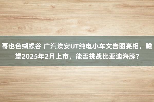 哥也色蝴蝶谷 广汽埃安UT纯电小车文告图亮相，瞻望2025年2月上市，能否挑战比亚迪海豚？