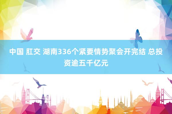 中国 肛交 湖南336个紧要情势聚会开完结 总投资逾五千亿元