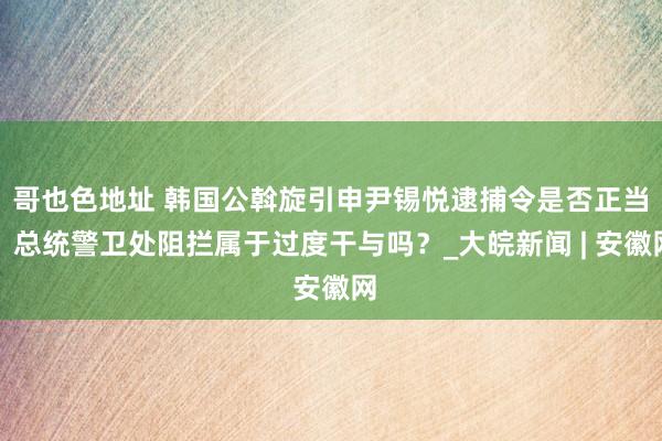 哥也色地址 韩国公斡旋引申尹锡悦逮捕令是否正当，总统警卫处阻拦属于过度干与吗？_大皖新闻 | 安徽网