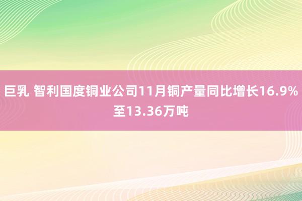 巨乳 智利国度铜业公司11月铜产量同比增长16.9%至13.36万吨