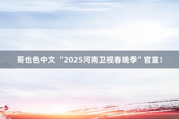 哥也色中文 “2025河南卫视春晚季”官宣！