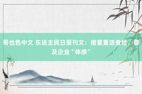 哥也色中文 东谈主民日报刊文：措置重迭查验，普及企业“体感”